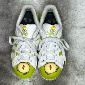 Adidas lime green and white kids The Simpsons themed sneakers size 4